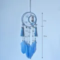 Blue sun and moon dreamcatcher with butterflies, tassels, and feathers, 50cm total length. - 16cm / 0208B