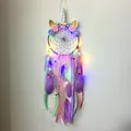 Eenhoorn dromenvanger muurbevestiging met zilveren hoorn en gekleurde LED-verlichting decor. - MS0218CS Paars Kleur LED
