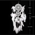 Weißer dreireihiger Boho-Traumfänger mit Federn für die Wanddekoration zu Hause - Drei-Ring Stil (MS6005) / Weiß