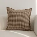 Elegante funda de cojín decorativa marrón y crema con diseño de pata de gallo - 45x45cm Sin Relleno / Café (Pata de Gallo)