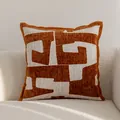 Housse de coussin orange à motif géométrique style Maillard pour décor de canapé - Bordure à Bride Géométrique Carrée / 30x50cm Housse Seule / Orange et Blanc