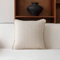 Housse de coussin texturée crème style Maillard avec bordure décorative cordonnée - 45x45cm (Sans Noyau) / Tricoté - Bord Beige-Brun Texturé (Bride Rétro) / Blanc Cassé