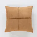 Housse de coussin de luxe en similicuir suédé marron avec un motif décoratif à nervures croisées - 45x45cm Sans Garnissage / Croix en Suède - Marron