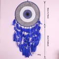Blauer Böser Blick Traumfänger Wandbehang mit Gänsefedern, 40cm Durchmesser Wanddeko - Blau-Schwarz Konzentrischer Federstil (MS9438B) / 1 Stück