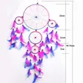 Atrapasueños vintage de cinco anillos con plumas coloridas para decoración de paredes de hogar - Estilo Degradado de Cinco Anillos (MS6088) / Rosa rojo
