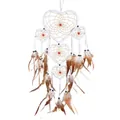 Atrapasueños retro de cinco anillos en forma de corazón con plumas para decoración - Estilo de Corazón de Cinco Anillos (MS6812A) / Blanco