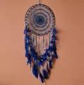 Blauer 40cm Traumfänger mit Gänsefedern für stilvolle Wanddekoration zu Hause - Saphir Konzentrischer Federstil (MS9093A) / 1 Stück