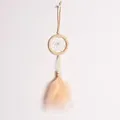 Pequeño atrapasueños beige para coche con plumas suaves y red de tejido. - 8cm / Amarillo Claro (MS9341E)
