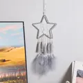 Atrapasueños de estrella gris moderno con borlas hechas a mano y plumas suaves decoración - Estrella / Gris