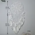 Großer weißer Traumfänger mit Häkelspitze, Federn und Maßangaben für Wanddekoration - 40CM / MS9224 Weiß