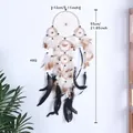 Handgemaakte retro dromenvanger met vijf ringen en veren voor stijlvolle wanddecoratie - Retro Dromenvanger met Vijf Ringen (MS8055) / 55cm/21.65 inch / Zwart Wit