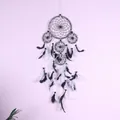 Vintage dromenvanger met vijf ringen en zwart-witte veren voor huisdecoratie - Retro Dromenvanger met Vijf Ringen (MS1047 Zwart Wit) / Zwart Wit