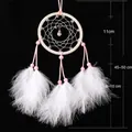 Atrapasueños de plumas blancas y cuentas rosas hecho a mano para coche u hogar - 8cm / Estilo rosa y blanco (MS6040)