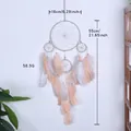 Retro dromenvanger met vijf ringen en perzikkleurige veren voor decoratie, 55 cm hoogte - Wit Perzik Grijs Veren Stijl met Vijf Ringen (MS9470)