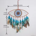 Handmade Blue Evil Eye dreamcatcher wall hanging with teal and brown feathers for room decor - Light Coffee (MS9231)