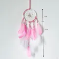 Atrapasueños rosa y blanco con estrella y plumas, aro de 11 cm, longitud total 54 cm - Atrapasueños con Colgante de Estrella (MS0129B)