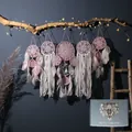 Juego de 5 atrapasueños rosa y blanco con plumas suaves y cuentas para el hogar - Rosa (MS9239-1) / Caja de regalo