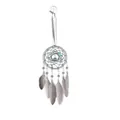 Elegante atrapasueños gris con cuentas turquesas y plumas suaves decorativas - 8cm / Gris Medio (MS0055)