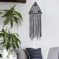 Handmade black triangular dreamcatcher with evil eye pattern for Halloween wall hanging - Black Triangle (MS9062) / Black