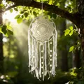 Bohemian white handmade dreamcatcher wall hanging with lace and ribbons - MS9210B Style (30CM)