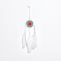 Small handmade dreamcatcher pendant with white feathers and floral heart center - Red Yellow Blue Heart (MS9306)