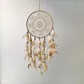 Großer 40cm handgefertigter Boho Traumfänger Wandbehang mit echten Naturfedern - Kaffeebraun (MS9247B) / 30cm Größe