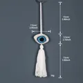 Handmade crochet Evil Eye hanging decoration with white tassel and dimension markers - White Style (MS9337H)