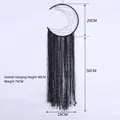 Handmade black crescent moon dreamcatcher with lace ribbons for Halloween decor - Black Moon (MS9063) / Black