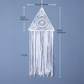 Bohemian white hand-woven triangle dreamcatcher with lace tassels and evil eye pattern - White Triangle (MS9311) / White