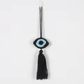 Handmade crochet black evil eye wall hanging with tassel for home or car decor - Black Style (MS9337I)
