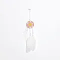 Small white handmade dream catcher with pink crochet floral heart for car or wall hanging - Pink Yellow Heart (MS9302) / 6cm