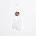 Small handmade dreamcatcher with colorful floral crochet, white beads and soft feathers. - Orange Green Purple Heart (MS9303)