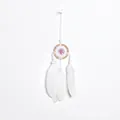 Handmade small white feather dreamcatcher with pink floral center for wall or car decor - Pink White Heart (MS9305)