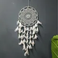 Elegant handmade white lace dream catcher with fluffy feathers for minimalist wall hanging decor - MS7076 Style (30CM)