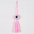 Handmade pink crochet evil eye hanging decoration with tassel for car or wall decor - Pink Style (MS9337F)