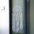 Elegant white handmade dreamcatcher wall hanging with lace ribbons and soft pom-poms - MS9210A Style (30CM)