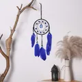 Attrape-rêve œil du démon fait main avec plumes bleues pour la décoration murale - 9415