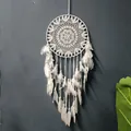 Beautiful white lace dreamcatcher wall hanging with soft feathers for home decor - MS0006S Style (30CM)