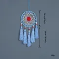 Nordic style dreamcatcher wall hanging with blue tassels and color center - Light Blue Tassel Style (MS9436)
