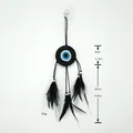 Capteur de rêves Œil de Diable noir avec plumes pour décoration murale de maison - Noir (MS9412A) / 16cm