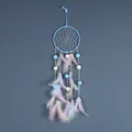 Atrapasueños con aro azul y plumas pastel para decoración de habitación niña - Estilo Estándar Azul (MS9449) / Azul / 16cm
