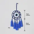 Handmade blue evil eye dreamcatcher wall hanging with tassels and dimension markings - Evil Eye Patchwork Style (MS9436E)