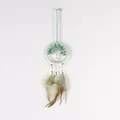 Colgante atrapasueños Árbol de la Vida retro hecho a mano con piedras verdes y plumas - MS9455 / Verde