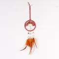 Atrapasueños Árbol de la Vida hecho a mano con piedras cornalina y plumas naranjas. - MS9457 / Rojo