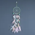 Atrapasueños artesanal con plumas en tonos pastel para decoración de pared de guardería - Estilo Estándar Verde (MS9452) / Verde / 16cm