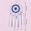 Blue and white Evil Eye dreamcatcher wall hanging with handmade tassels and beads - White Evil Eye Style (SJ1025)