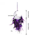 Handmade crescent moon dream catcher with mystical purple and black feathers for decor - Moon Shape (MS9502) / 16cm