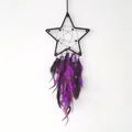 Unique handmade star-shaped dream catcher with black and purple feathers wall hanging. - Five-Pointed Star Shape (MS9502A) / 16cm