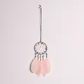 Elegant handmade pink dreamcatcher featuring colorful crushed stones and soft feathers - Pink (MS9522P) / 7*19cm