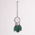 Handmade dreamcatcher wall hanging with dark green feathers and colorful crushed stones - Dark Green (MS9522G) / 7*19cm